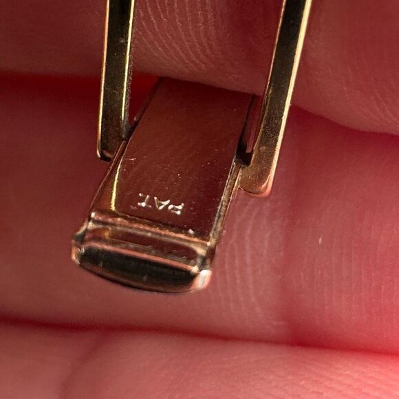 Vintage Copper Gold Tone Cameo Cuff Link Engraved PAT - Picture 5 of 5